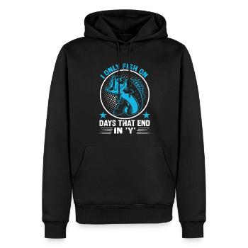 Ich fische nur an Tagen, die mit "Y" enden - Männer Premium Bio Hoodie - Schwarz - Vorne - Nico (187cm)