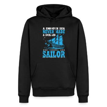 Eine glatte See machte noch nie einen geschickten Seemann. - Männer Premium Bio Hoodie - Schwarz - Vorne - Nico (187cm)