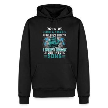 Ich bin auf einem Boot, aber keine Sorge, ich werde nicht ausbrechen - Männer Premium Bio Hoodie - Schwarz - Vorne - Nico (187cm)