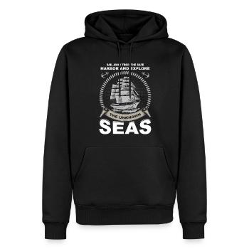 Sail Away From The Safe Harbor And Explore The Unk - Men’s Premium Organic Hoodie - black - Front - Nico (187cm)