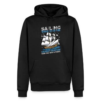 Voile : là où même les mers les plus calmes peuvent vous tourner - Sweat à capuche Premium bio Homme - noir - Devant - Nico (187cm)