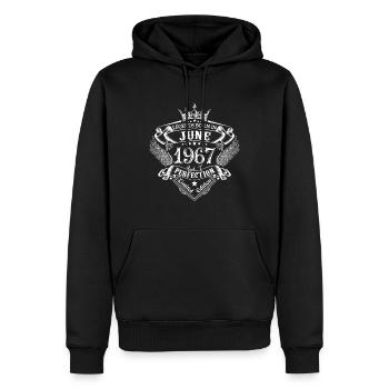 Juin 1967 anniversaire Juin 1967 Juin cadeau - Sweat à capuche Premium bio Homme - noir - Devant - Nico (187cm)