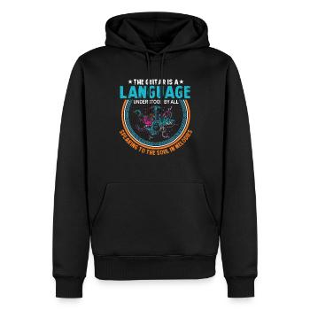 La guitare est un langage compris de tous, Speaki - Sweat à capuche Premium bio Homme - noir - Devant - Nico (187cm)