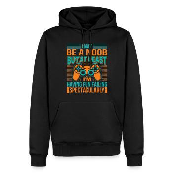 Ich mag ein Noob sein, aber zumindest habe ich Spaß Faili - Männer Premium Bio Hoodie - Schwarz - Vorne - Nico (187cm)