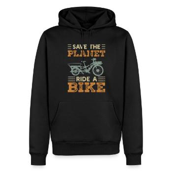 Save The Planet Vélo cargo Vélo cargo - Sweat à capuche Premium bio Homme - noir - Devant - Nico (187cm)