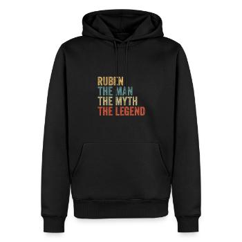 Ruben l’homme le mythe - Sweat à capuche Premium bio Homme - noir - Devant - Nico (187cm)