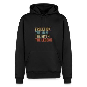 Frederick the man the myth - Männer Premium Bio Hoodie - Schwarz - Vorne - Nico (187cm)