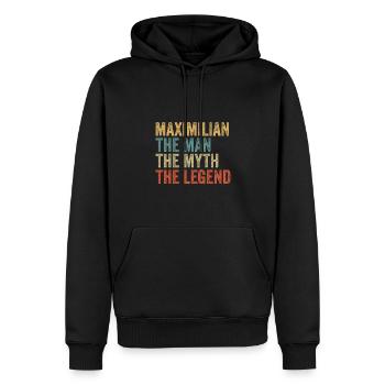 Maximilian the man the myth - Men’s Premium Organic Hoodie - black - Front - Nico (187cm)
