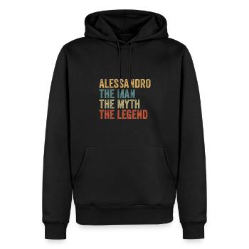 Alessandro the man the myth - Männer Premium Bio Hoodie - Schwarz - Vorne - Nico (187cm)