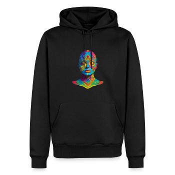 Trippy Gesicht Gesichtsmaske - Entdecken Sie die M - Männer Premium Bio Hoodie - Schwarz - Vorne - Nico (187cm)