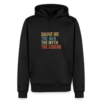 Salvatore l’homme le mythe - Sweat à capuche Premium bio Homme - noir - Devant - Nico (187cm)