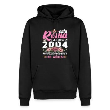 Cadeau d’anniversaire 20 ans femme Fabriqué en 2004 - Sweat à capuche Premium bio Homme - noir - Devant - Nico (187cm)