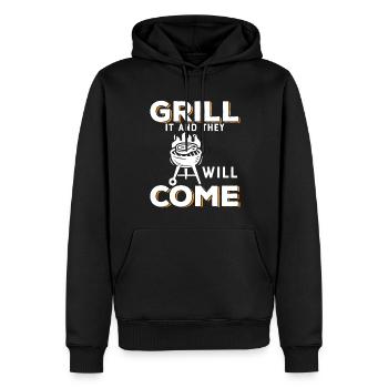 Faites-le griller et ils viendront. - Sweat à capuche Premium bio Homme - noir - Devant - Nico (187cm)