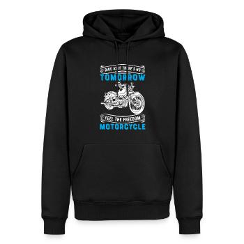 Fahre, als gäbe es kein Morgen, fühle die Freiheit - Männer Premium Bio Hoodie - Schwarz - Vorne - Nico (187cm)