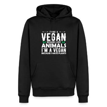 Ich bin kein Veganer, weil ich Tiere liebe, ich bin ein Vega - Männer Premium Bio Hoodie - Schwarz - Vorne - Nico (187cm)