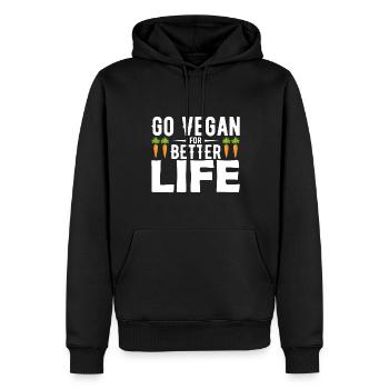 Werden Sie Veganer für ein besseres Leben - Männer Premium Bio Hoodie - Schwarz - Vorne - Nico (187cm)