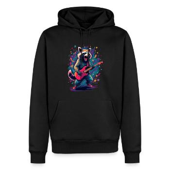 Rock Guitariste Guitare Raccoon Festival Musique - Sweat à capuche Premium bio Homme - noir - Devant - Nico (187cm)