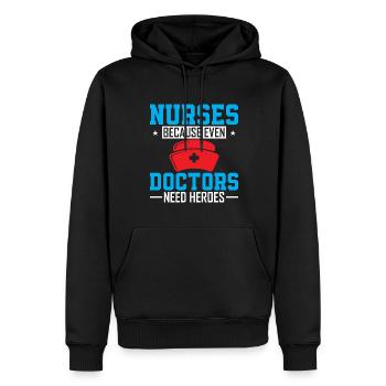 Krankenschwestern: Weil auch Ärzte Helden brauchen. - Männer Premium Bio Hoodie - Schwarz - Vorne - Nico (187cm)