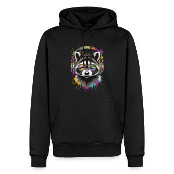 raton laveur DJ Costume Carnaval Concert Festival Musique - Sweat à capuche Premium bio Homme - noir - Devant - Nico (187cm)