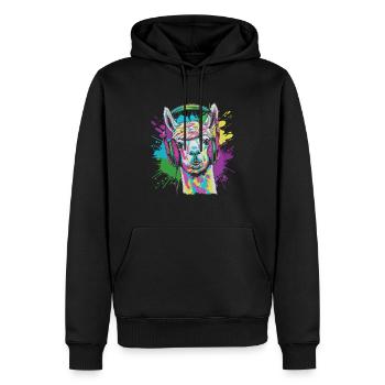 Alpaka Kopfhörer Teenager Musik Festival Lustig - Männer Premium Bio Hoodie - Schwarz - Vorne - Nico (187cm)