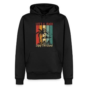 Das Leben ist ein Strand, genießen Sie die Wellen! - Männer Premium Bio Hoodie - Schwarz - Vorne - Nico (187cm)