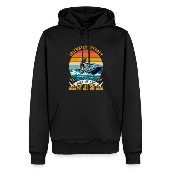 Thérapie à l’eau salée : juste moi et mon Jet Ski. - Sweat à capuche Premium bio Homme - noir - Devant - Nico (187cm)
