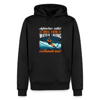 L’aventure vous appelle ! Plongez dans l’excitation du ski nautique - Sweat à capuche Premium bio Homme - noir - Devant - Nico (187cm)