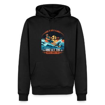Find your balance and let the waves guide you. - Men’s Premium Organic Hoodie - black - Front - Nico (187cm)