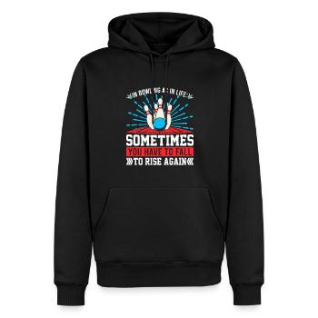 Au bowling comme dans la vie : Parfois, il faut tomber - Sweat à capuche Premium bio Homme - noir - Devant - Nico (187cm)