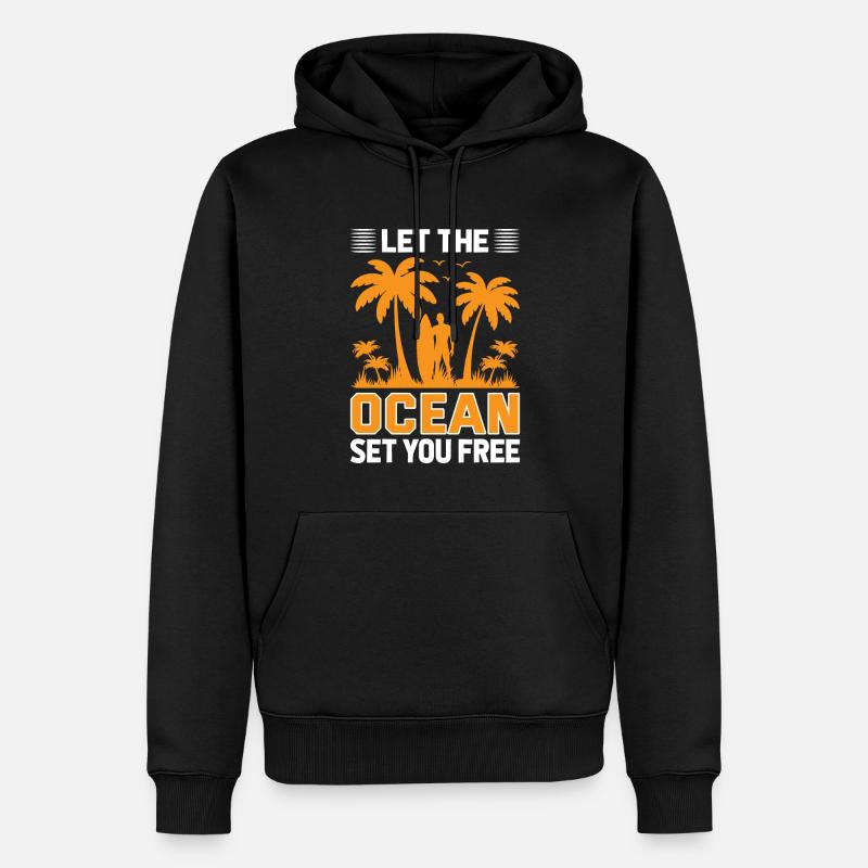 Laissez l’océan vous libérer. - Sweat à capuche Premium bio Homme - noir