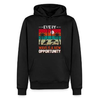 Chaque vague est une nouvelle opportunité. - Sweat à capuche Premium bio Homme - noir - Devant - Nico (187cm)