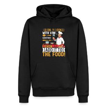 Je ne cuisine qu’avec du vin, parfois j’en ajoute même à - Sweat à capuche Premium bio Homme - noir - Devant - Nico (187cm)