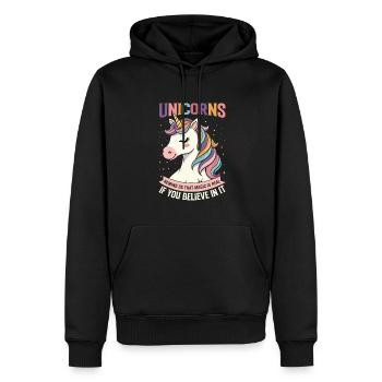 Les licornes nous rappellent que la magie est réelle si vous mentez - Sweat à capuche Premium bio Homme - noir - Devant - Nico (187cm)
