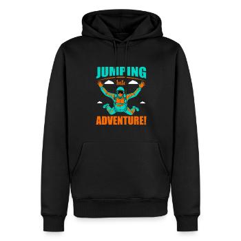 Sautez dans l’aventure ! - Sweat à capuche Premium bio Homme - noir - Devant - Nico (187cm)