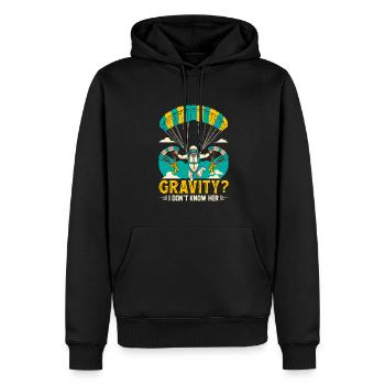 Schwerkraft? Ich kenne sie nicht. - Männer Premium Bio Hoodie - Schwarz - Vorne - Nico (187cm)