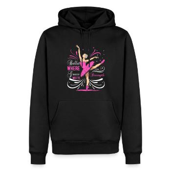 Le ballet : quand la grâce rencontre la force - Sweat à capuche Premium bio Homme - noir - Devant - Nico (187cm)