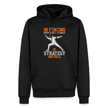 En escrime, chaque duel est une danse de stratégie et de - Sweat à capuche Premium bio Homme - noir - Devant - Nico (187cm)