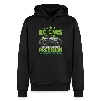 RC-Cars: Wo Geschwindigkeit auf Präzision und Leidenschaft trifft. - Männer Premium Bio Hoodie - Schwarz - Vorne - Nico (187cm)