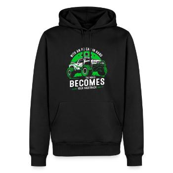Mit einem RC-Car in der Hand wird die Welt zu Ihrem Rac - Männer Premium Bio Hoodie - Schwarz - Vorne - Nico (187cm)