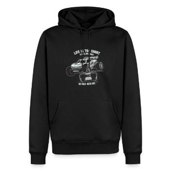 Das Leben ist zu kurz für langsame Autos; Fahren Sie schnell mit RC! - Männer Premium Bio Hoodie - Schwarz - Vorne - Nico (187cm)