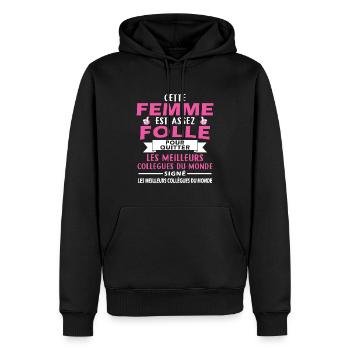 Mad Woman verlässt Kollegen - Männer Premium Bio Hoodie - Schwarz - Vorne - Nico (187cm)