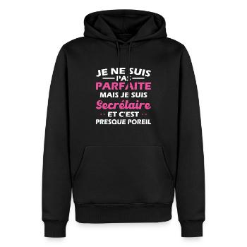Pas Parfaite mais Je suis Secrétaire Femme Cadeau - Sweat à capuche Premium bio Homme - noir - Devant - Nico (187cm)