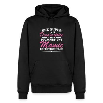 Dessinatrice donne toujours mamie exceptionnelle - Sweat à capuche Premium bio Homme - noir - Devant - Nico (187cm)