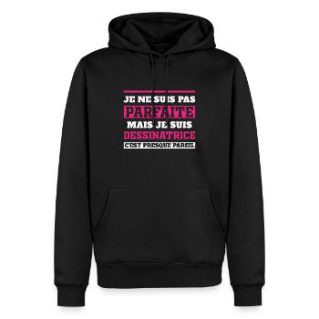 Nicht perfekt, aber ich bin ein Cartoonist - Männer Premium Bio Hoodie - Schwarz - Vorne - Nico (187cm)