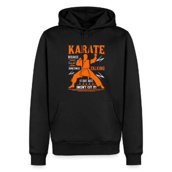 Karate: Weil es manchmal einfach ist, darüber zu reden - Männer Premium Bio Hoodie - Schwarz - Vorne - Nico (187cm)
