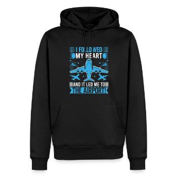 J’ai suivi mon cœur, et il m’a conduit à l’aéroport ! - Sweat à capuche Premium bio Homme - noir - Devant - Nico (187cm)