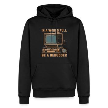 Seien Sie in einer Welt voller Fehler ein Debugger. - Männer Premium Bio Hoodie - Schwarz - Vorne - Nico (187cm)