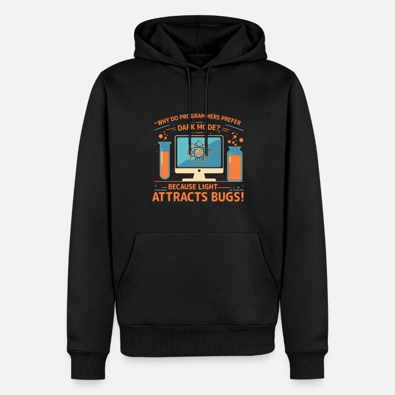 Why do programmers prefer dark mode? Because light - Men’s Premium Organic Hoodie - black