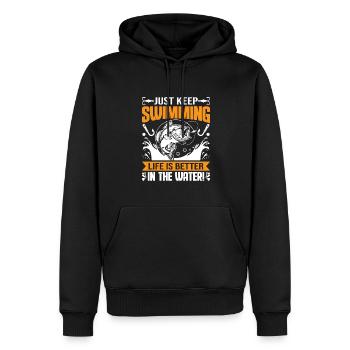 Continuez à nager, la vie est meilleure dans l’eau ! - Sweat à capuche Premium bio Homme - noir - Devant - Nico (187cm)
