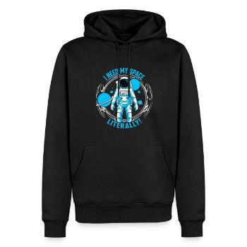 Ich brauche meinen Freiraum – im wahrsten Sinne des Wortes! - Männer Premium Bio Hoodie - Schwarz - Vorne - Nico (187cm)